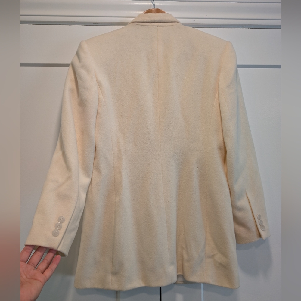 HARRIS/WALLACE Women's Merino Wool/ Lambswool Cream Blazer Size 6 - Picture 8 of 11